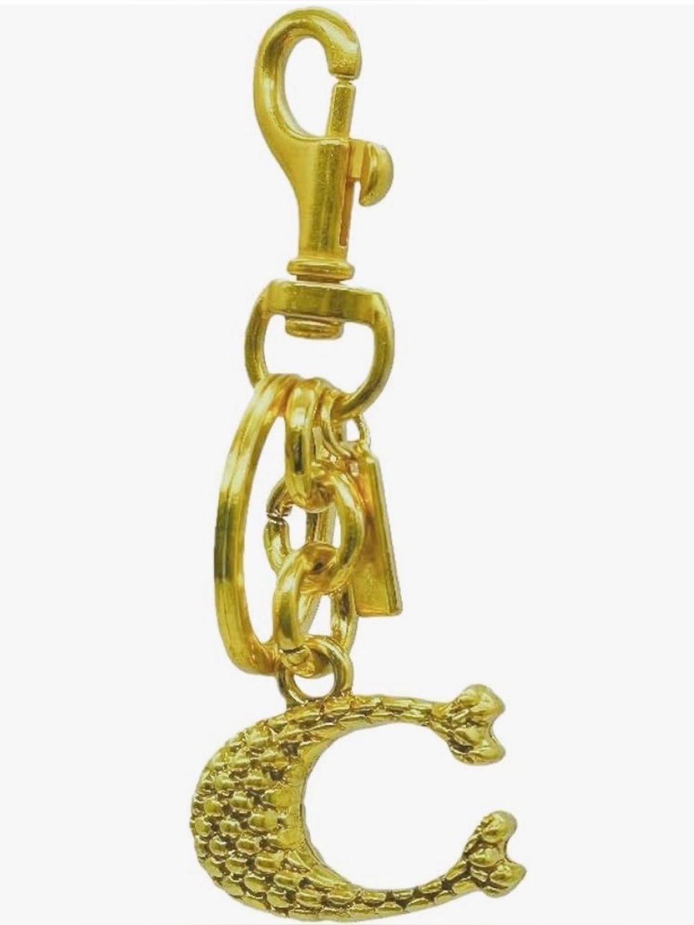 Gold-Tone Letter C Keychain Charm with Lobster Clasp plaid design